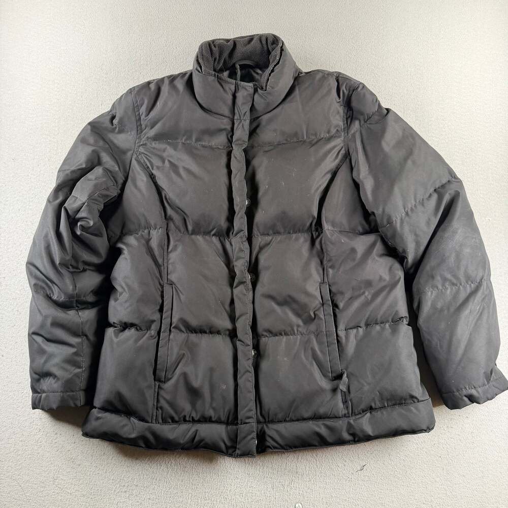 Vintage Y2K GAP Puffer Jacket Men Large Black Insulated Fleece Lined Winter Coat